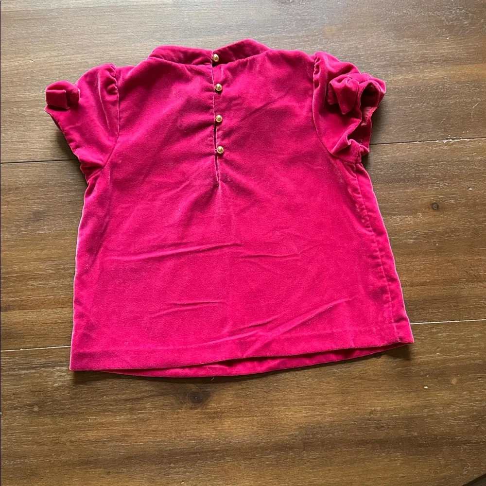 Size 8 Janie and Jack pink velour velvet top with cotton plaid gingham pants set